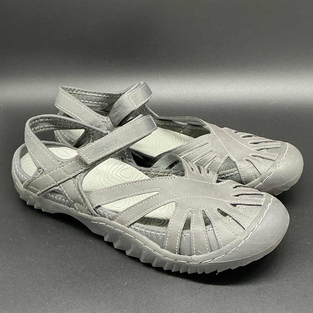 JSport by Jambu Gray Closed-Toe Sport Sandals with Adjustable Strap Sz 8?